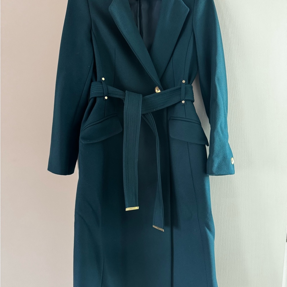 Karen Millen Wool Teal Belted Coat